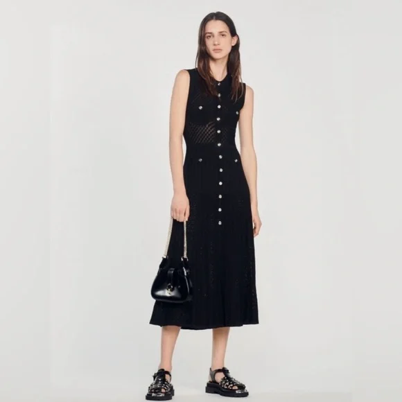 SANDRO Tuileries Sleeveless Pointelle Dress EUC NWOT - Picture 1 of 10